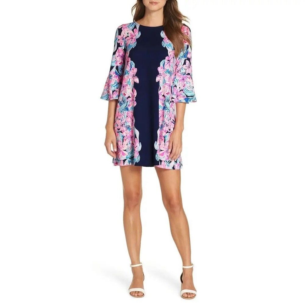 Lilly Pulitzer XXS Dress Ophelia Hypes And Stripes Bright Navy $178